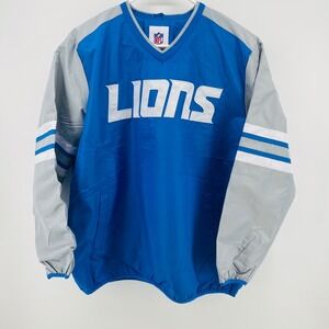 NFL Team Apparel Lions Windbreaker Blue NEW V-Neck Pullover Mens Small